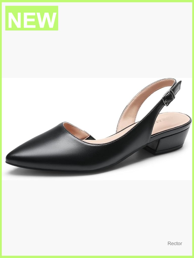 Slingback Kitten Heel Pumps - Elegant Dressy Pointed Toe Block Heels